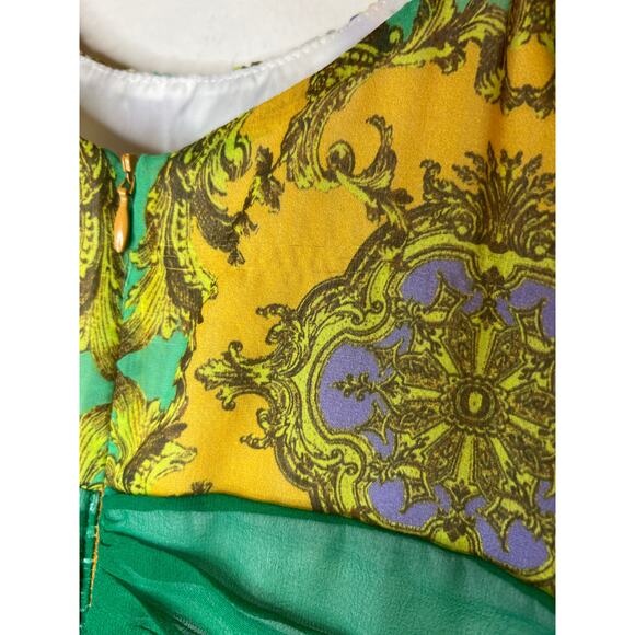 VINTAGE | Y2K ALEXIA ADMOR Gauze Chiffon Waist Detail Baroque Silk Mini Dress - Picture 13 of 16